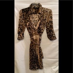 Ark & Co. Brown Tan Animal Print Wrap Around Dress